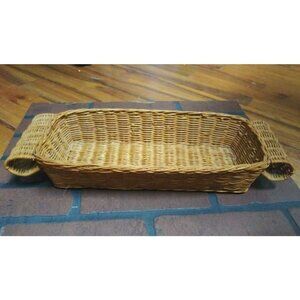 vintage bread basket rectangle rolled ends Chips Basket 16.5 " BOHO Home Decor